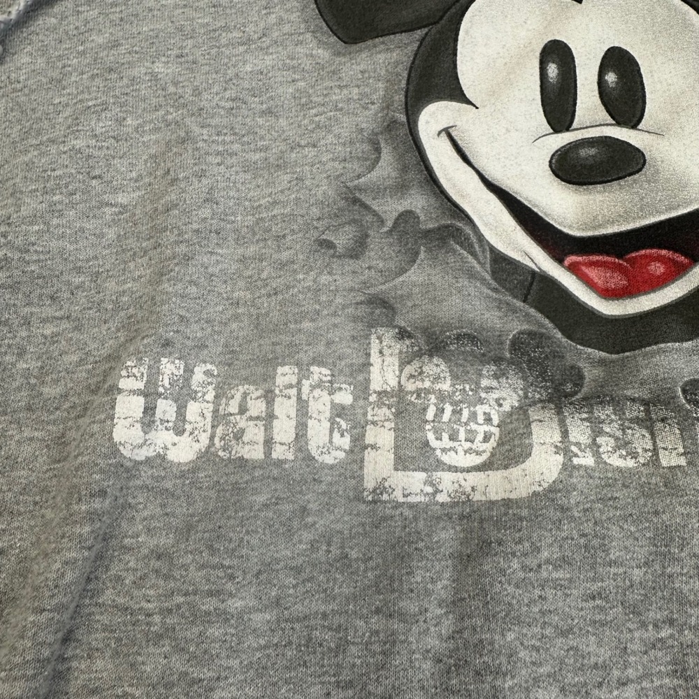 Walt Disney World Mickey Mouse Gray Pullover Hoodie Sweatshirt M Double Sided - Picture 5 of 11